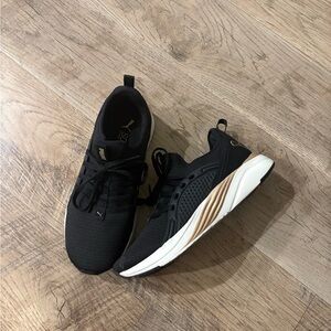 Black Athletic Sneakers with White Soles